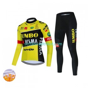 Team Jumbo-Visma Radbekleidung Radtrikot Langarm + Lang Radhose Winter Thermal Fleece Damen 2022 N001